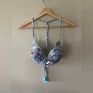 Victoria’s Secret The Fabulous Push Up Bikini Top in Blue Paisley Size 36C
